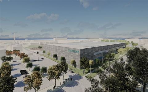 Bird's-eye view visualisation of the future smart factory in Amberg. Image courtesy of Siemens Bird's-eye view visualisation of the future smart factory in Amberg.